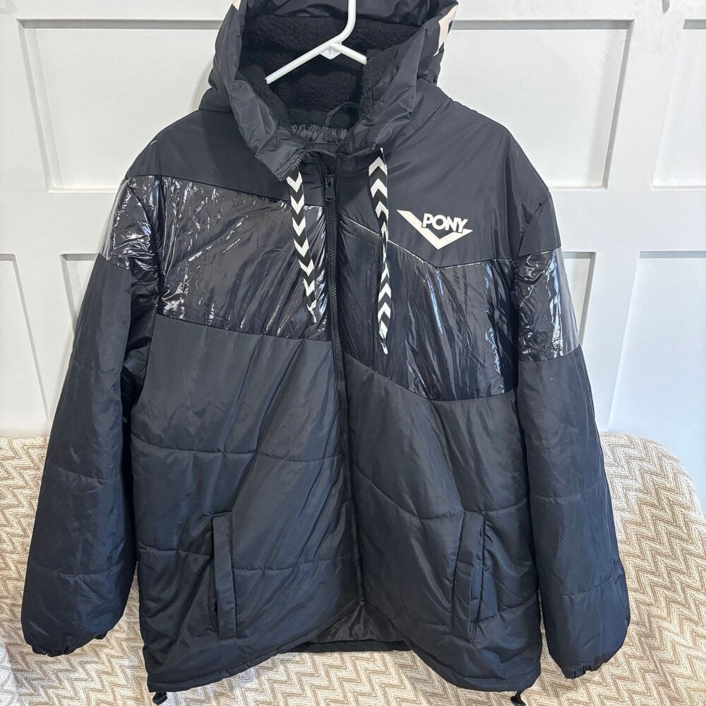 PONY Product of New York Men's City Wings Puffer Bubble Coat Black XL